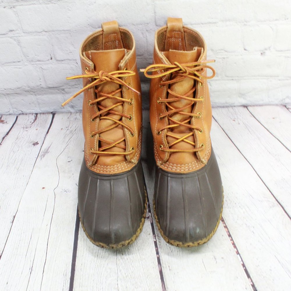 **LL BEAN Thinsulate Lined Brown Tan Leather 8" Du - Picture 4 of 6